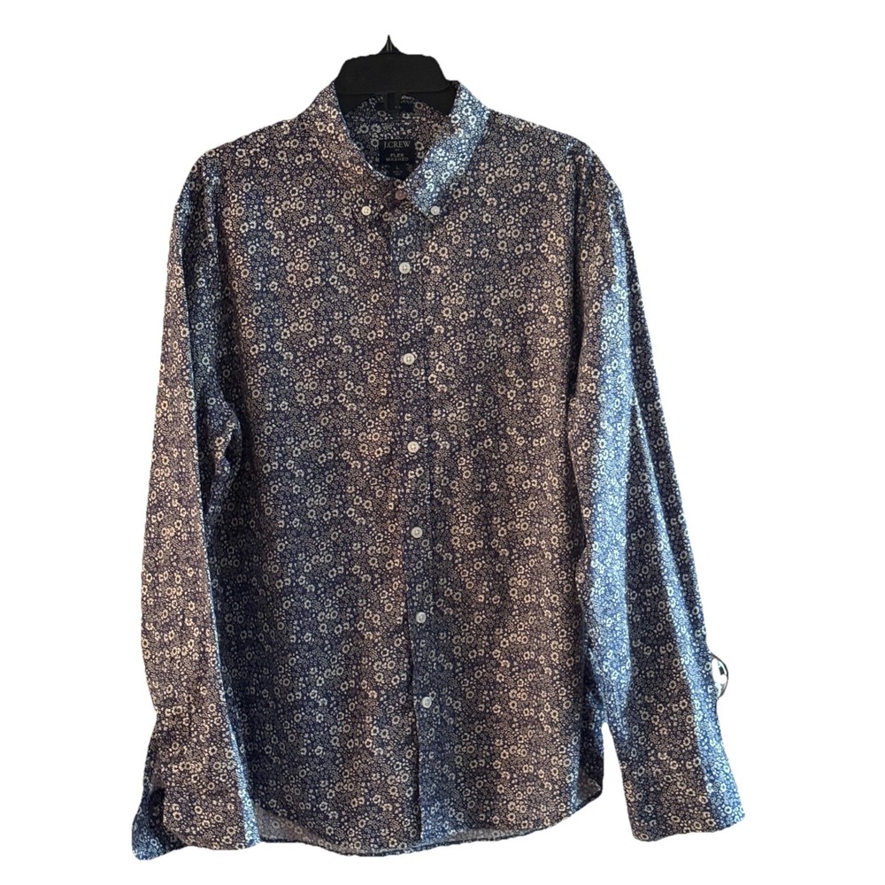 J. Crew Flex Washed Long Sleeve Button Down Men's Large Slim Fit Floral Pattern